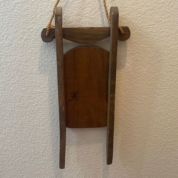 Santa And Gift Bag Christmas Holiday Wooden Rope Hanging Sleigh By B Builor Used - Picture 6 of 6